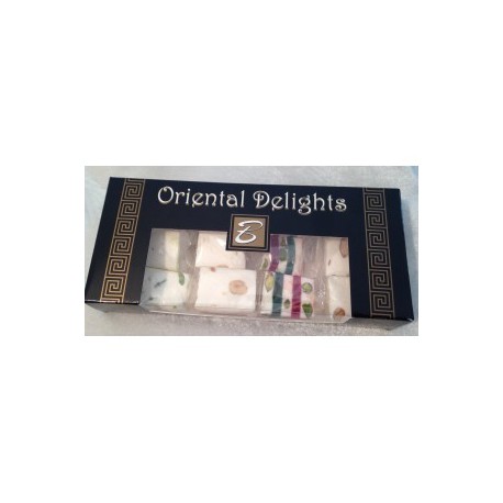 box de nougats oriental delightpoids net : 200 gr aux pistaches, noix, sesame, pate d'abricot,